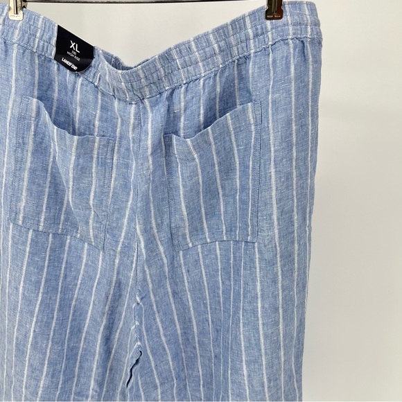 Lands End Womens NEW Linen Cropped Pants Size 18 Wide Leg Pull On Striped - Picture 11 of 12